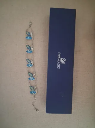 Pulsera Swarovski Cristales Azules y Plateados