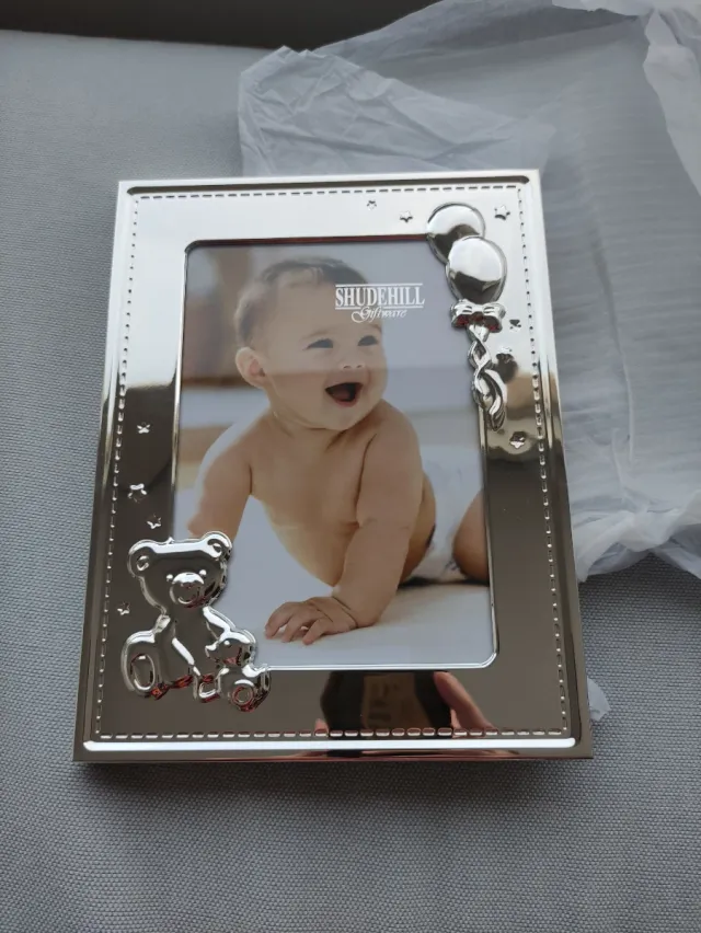 Marco de fotos plateado para bebé