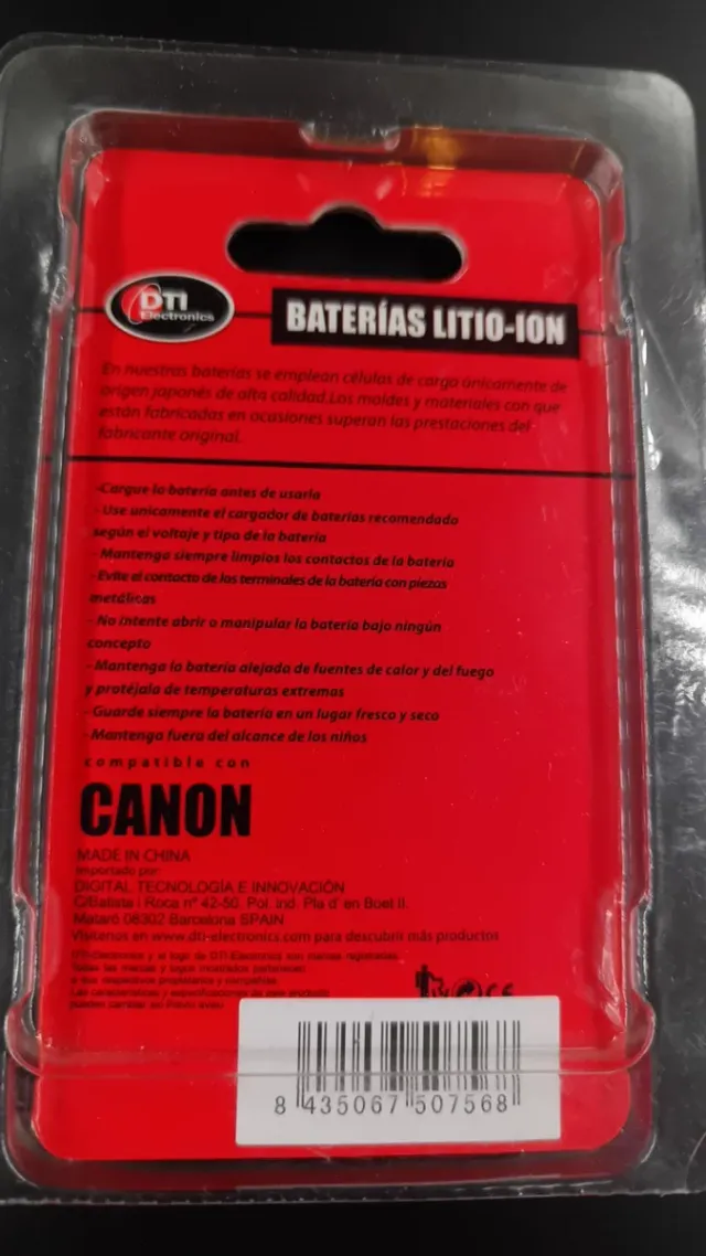 Batería NB5L 3.7v para Canon