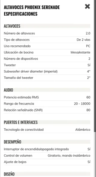 Altavoces Phoenix Bluetooth Negros