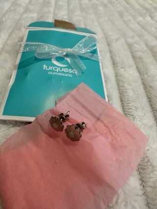 Brincos Prata Flor Rosa