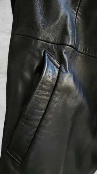 Cappotto lungo in vera pelle nera