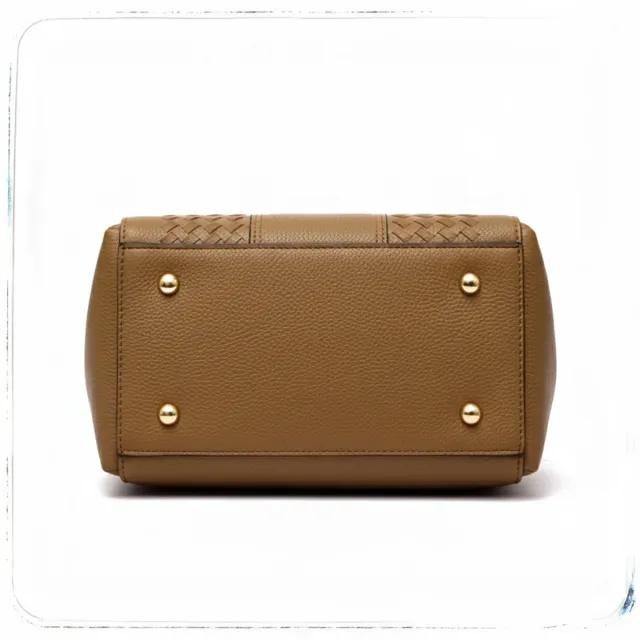 Borsa Khaki ricamata in ecopelle