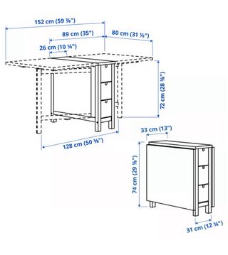 Tavolo Pieghevole in Legno Massello di Betulla Ikea Norden