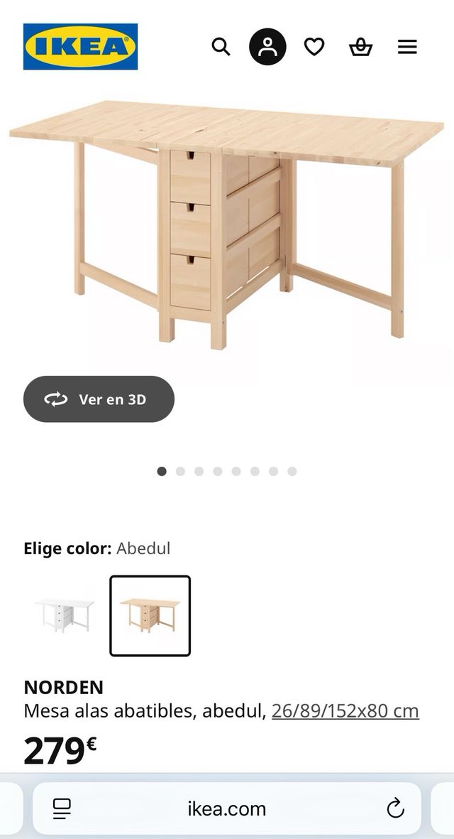 Tavolo Pieghevole in Legno Massello di Betulla Ikea Norden