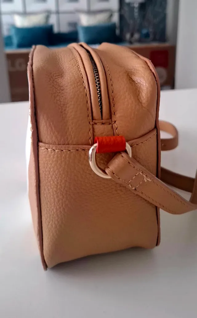 Bolso Piel Gloria Ortiz Rayas Marrón Blanco Negro