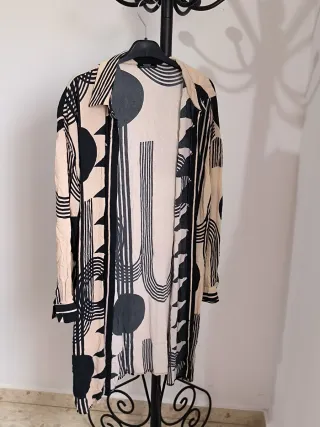 Camisa larga estampada mujer