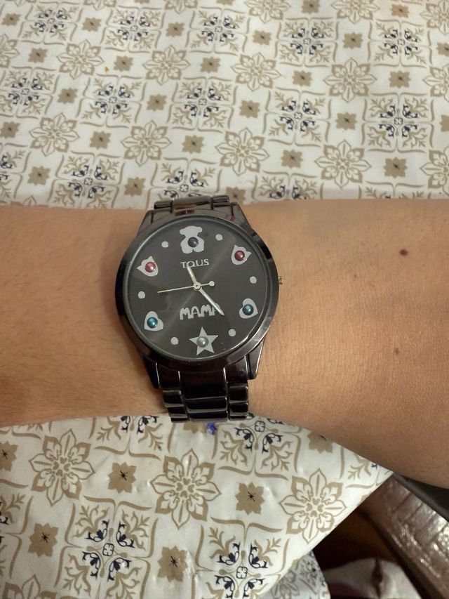 Reloj Tous Mamá Negro y Plateado
