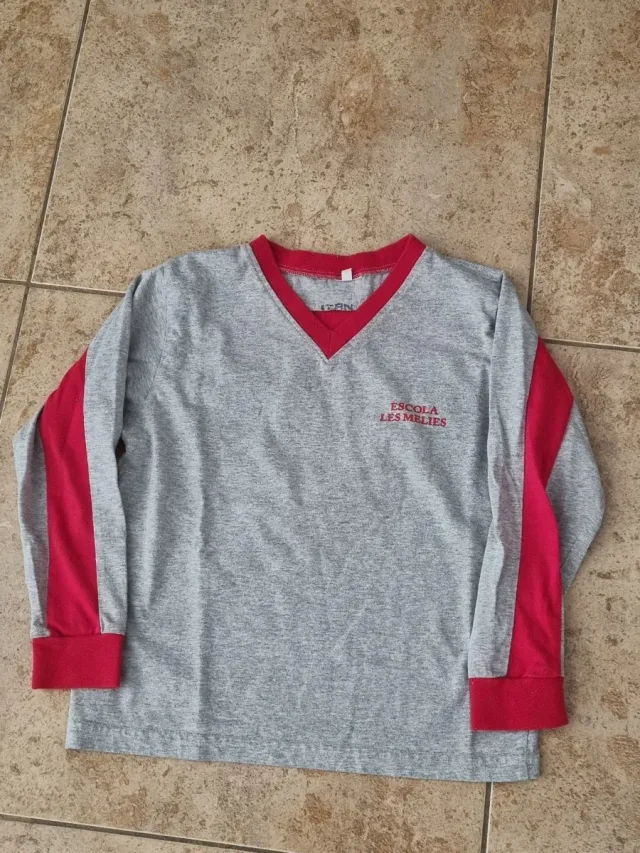 Camiseta Esc. Les Melies Gris/Roja Manga Larga