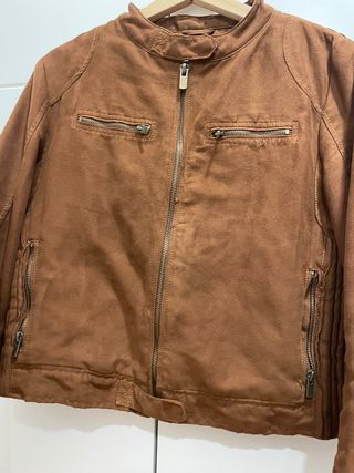 Cazadora Biker Ante Zara Marrón