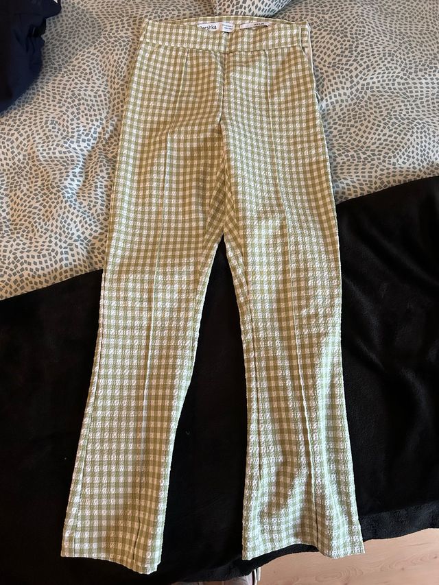 Pantalón Bershka cuadros Vichy tiro alto talla 32