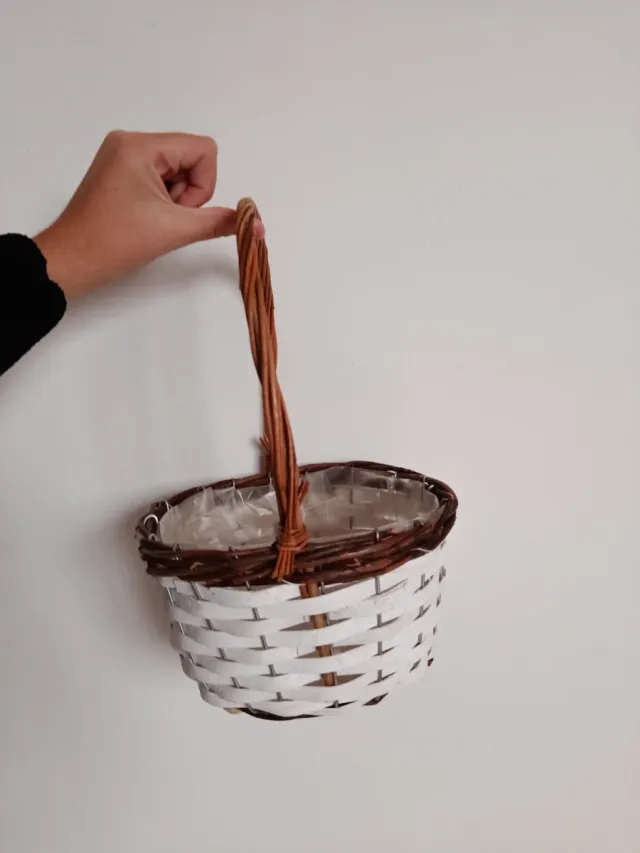 Cesta Mimbre Decorativa Blanca