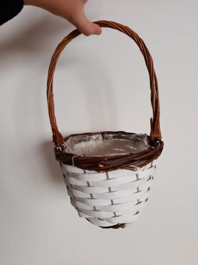 Cesta Mimbre Decorativa Blanca