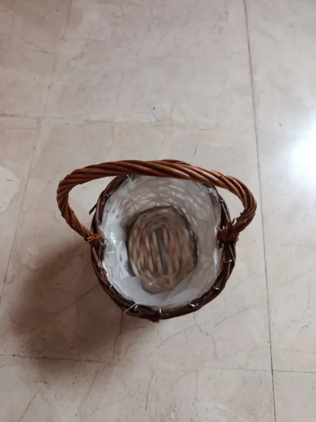 Cesta Mimbre Decorativa Blanca