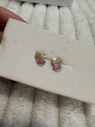 Brincos Hello Kitty Prata Rosa