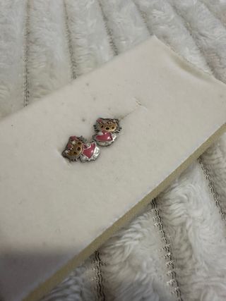 Brincos Hello Kitty Prata Rosa