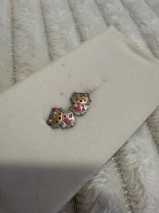 Brincos Hello Kitty Prata Rosa