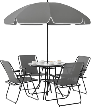 Set Tavolo e Sedie da Giardino 6 Pezzi in Acciaio