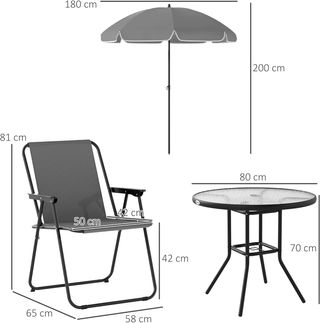 Set Tavolo e Sedie da Giardino 6 Pezzi in Acciaio