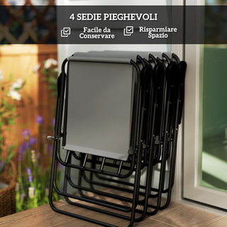 Set Tavolo e Sedie da Giardino 6 Pezzi in Acciaio