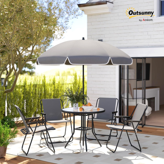 Set Tavolo e Sedie da Giardino 6 Pezzi in Acciaio