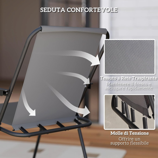 Set Tavolo e Sedie da Giardino 6 Pezzi in Acciaio