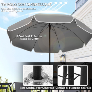 Set Tavolo e Sedie da Giardino 6 Pezzi in Acciaio