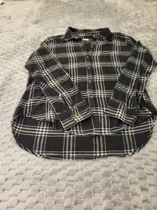 Camisa Franela Hollister Cuadros Negro/Blanco T