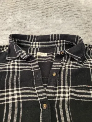 Camisa Franela Hollister Cuadros Negro/Blanco T