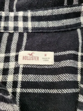 Camisa Franela Hollister Cuadros Negro/Blanco T