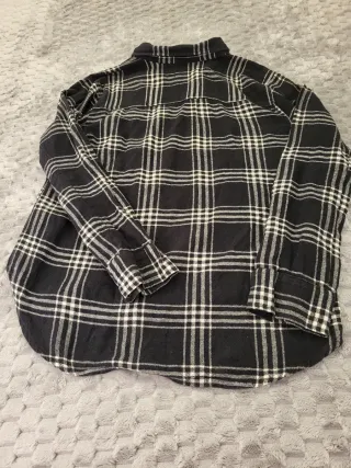 Camisa Franela Hollister Cuadros Negro/Blanco T