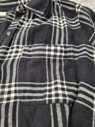 Camisa Franela Hollister Cuadros Negro/Blanco T