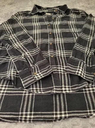 Camisa Franela Hollister Cuadros Negro/Blanco T