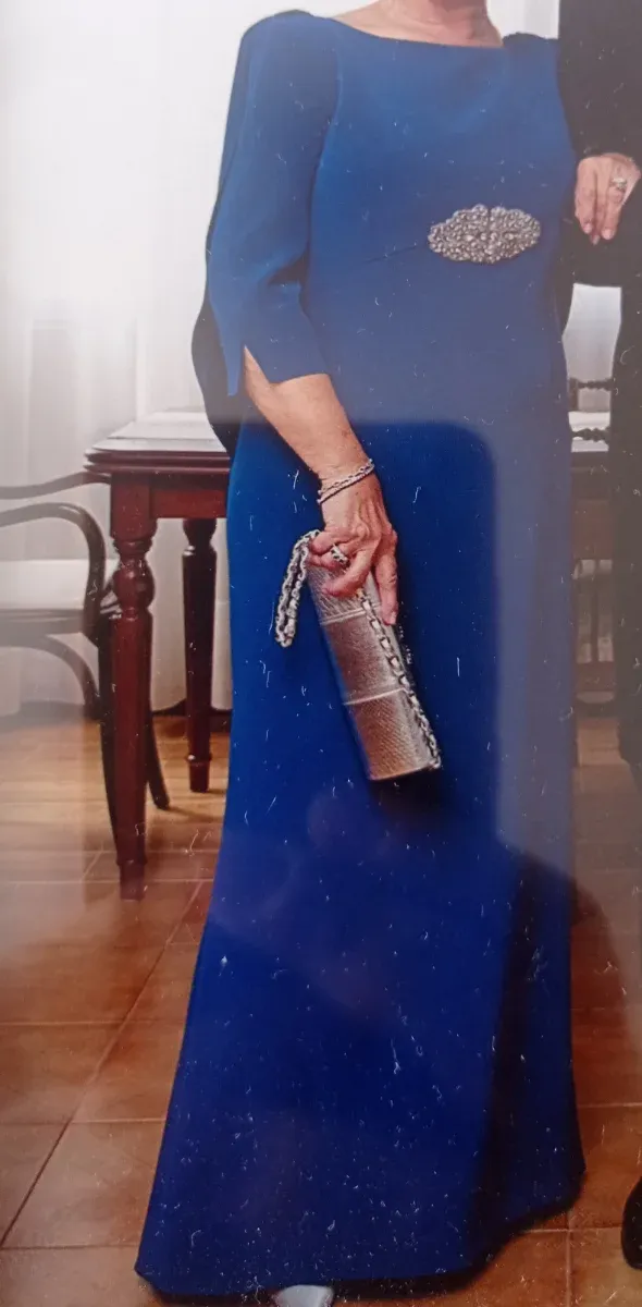 Vestido madrina azul largo alta costura