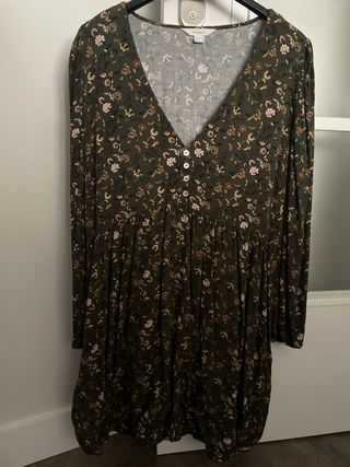 Vestido verde estampado manga larga