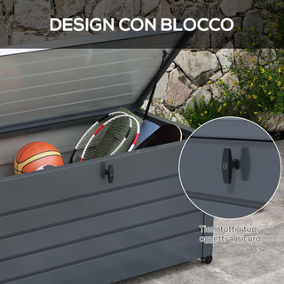 Baule da Giardino da 311L con Serratura, 2 Manigli