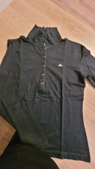 Polo Lacoste Mujer Talla 40 Negro