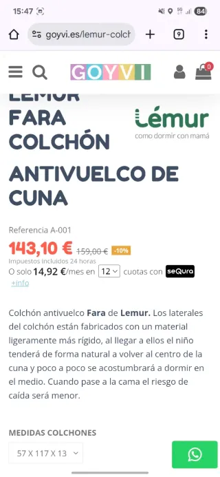 Cuna evolutiva + Kit Colecho + Colchón