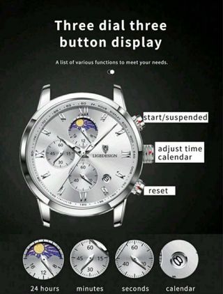 Reloj LIGE Hombre Negro/Plateado