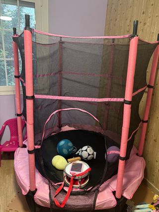 Cama elástica infantil con red de seguridad