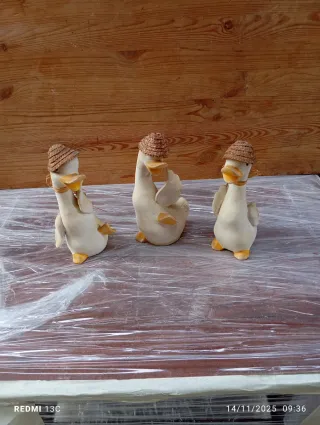 Set 3 Decorazioni Natale Anatre Cappello