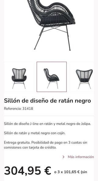 Poltrona in rattan e metallo nero