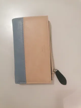 Cartera monedero Misako beige y azul
