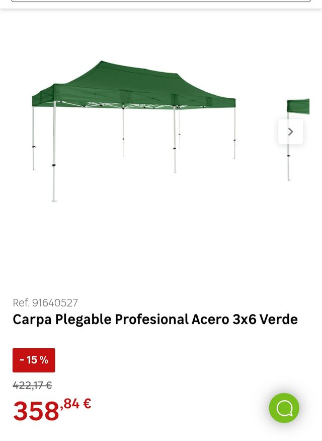 Estructura para carpa 3x6 m
