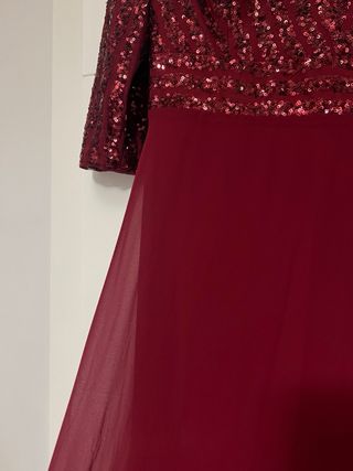 Vestido largo fiesta lentejuelas rojo