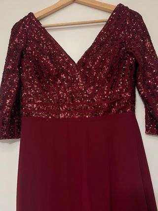 Vestido largo fiesta lentejuelas rojo