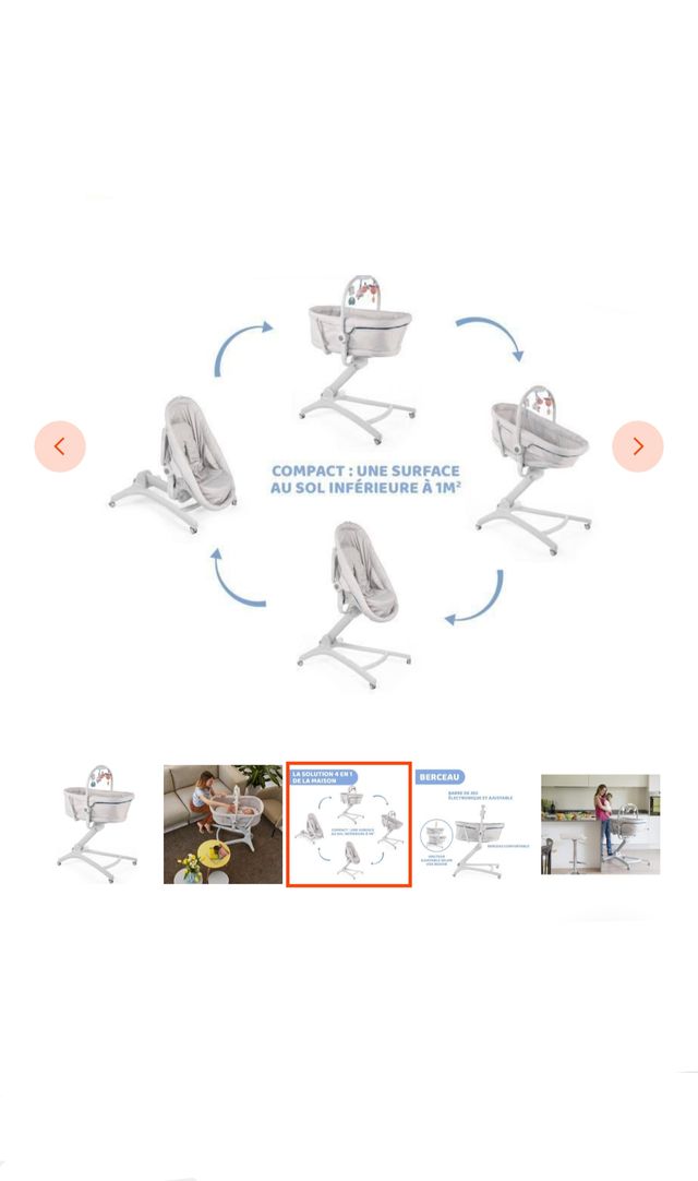 Chicco Baby Hug 4 en 1: Cuna de Nacimiento,Ajuste de Altura, con Ruedas