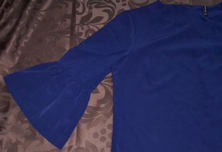 Vestido azul mujer mangas volantes