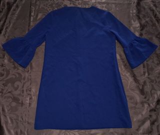 Vestido azul mujer mangas volantes