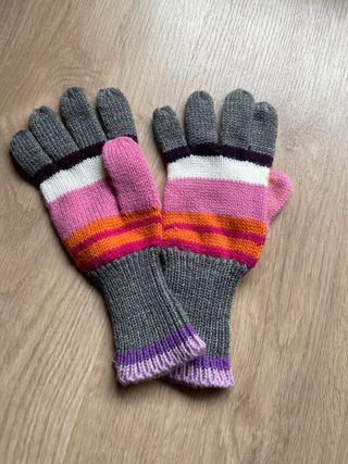 Guantes de niña invierno rayas. 23cm largo